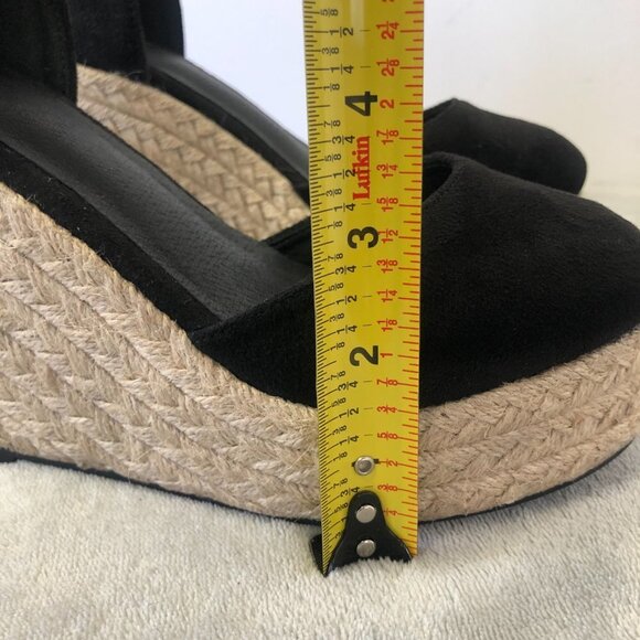 NWOT Black Suede Platform Wedge Espadrilles Size 36 (5.5 US) - Picture 7 of 16